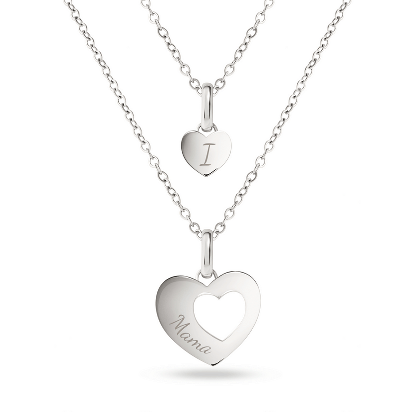 Heart 'Mini & Me' Necklace Set (Silver)