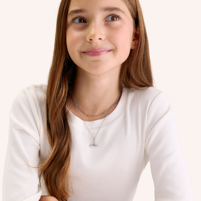 Mini Custom Stamped T-Bar Necklace (Silver)
