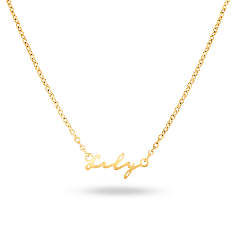 Sterling Mini Signature Name Necklace (Gold)