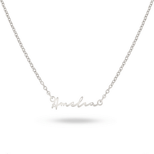Sterling Mini Signature Name Necklace (Silver)