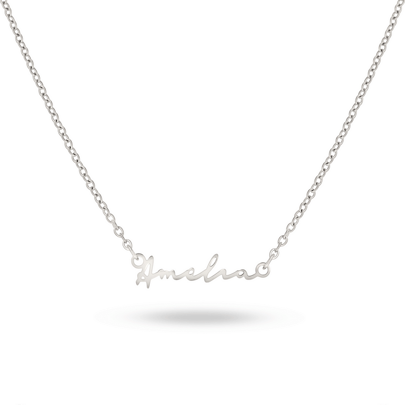 Sterling Mini Signature Name Necklace (Silver)