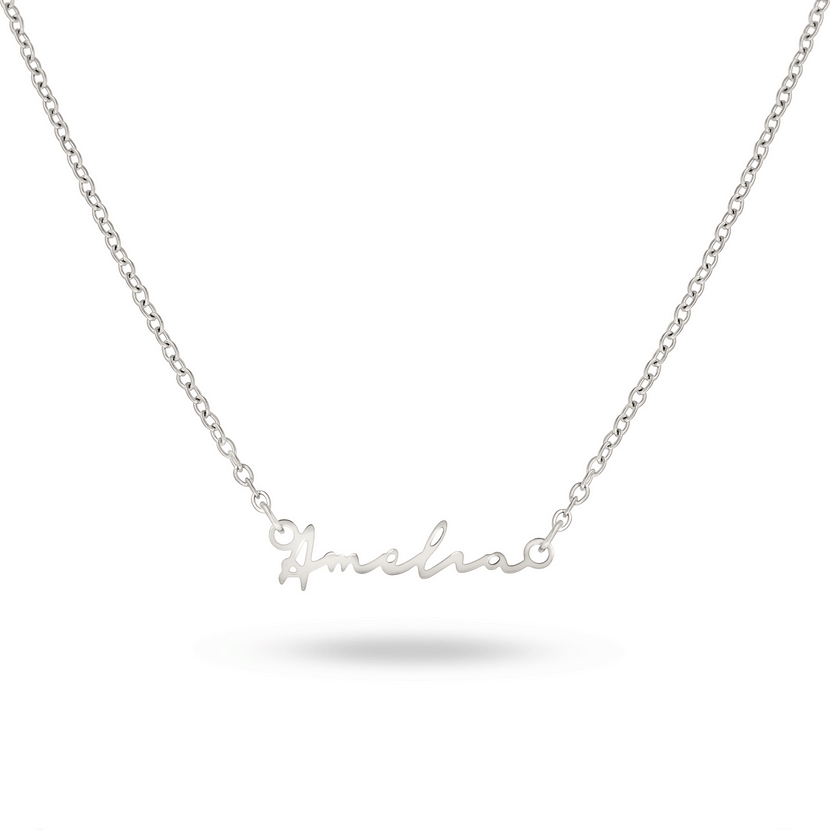 Sterling Mini Signature Name Necklace (Silver)