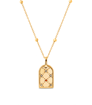 Mini Monogram Birthstone Tag Necklace (Gold)