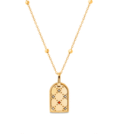 Mini Monogram Birthstone Tag Necklace (Gold)