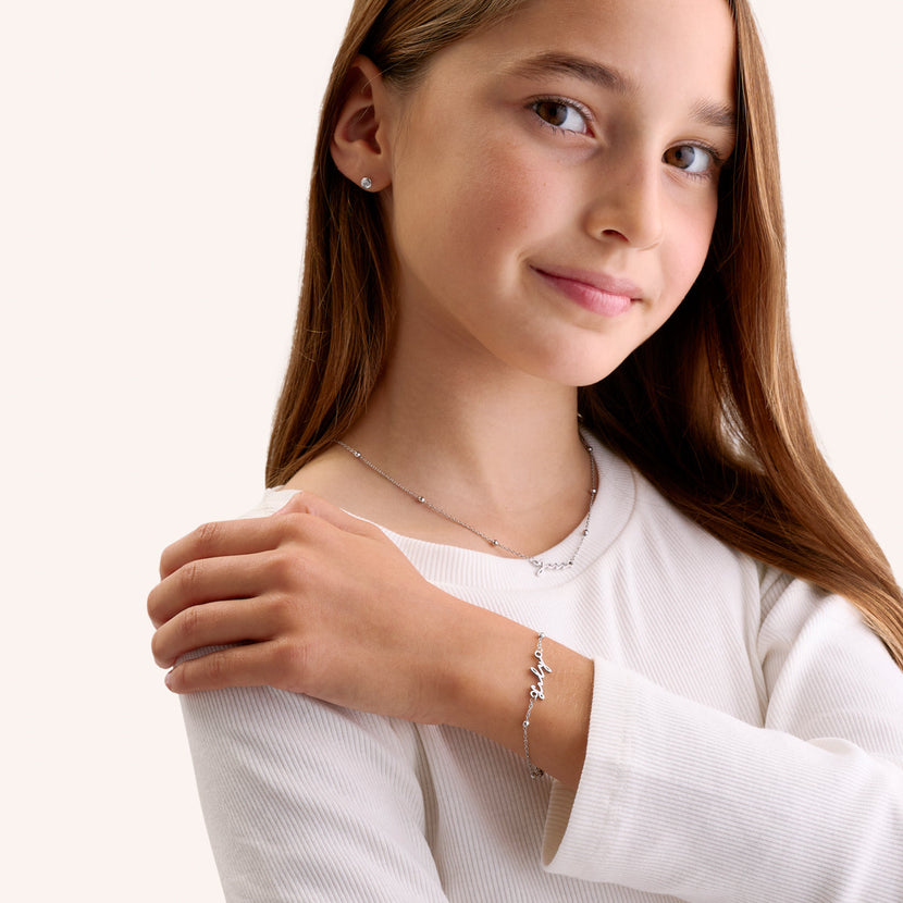 Mini Me Signature Name Bracelet (Silver)