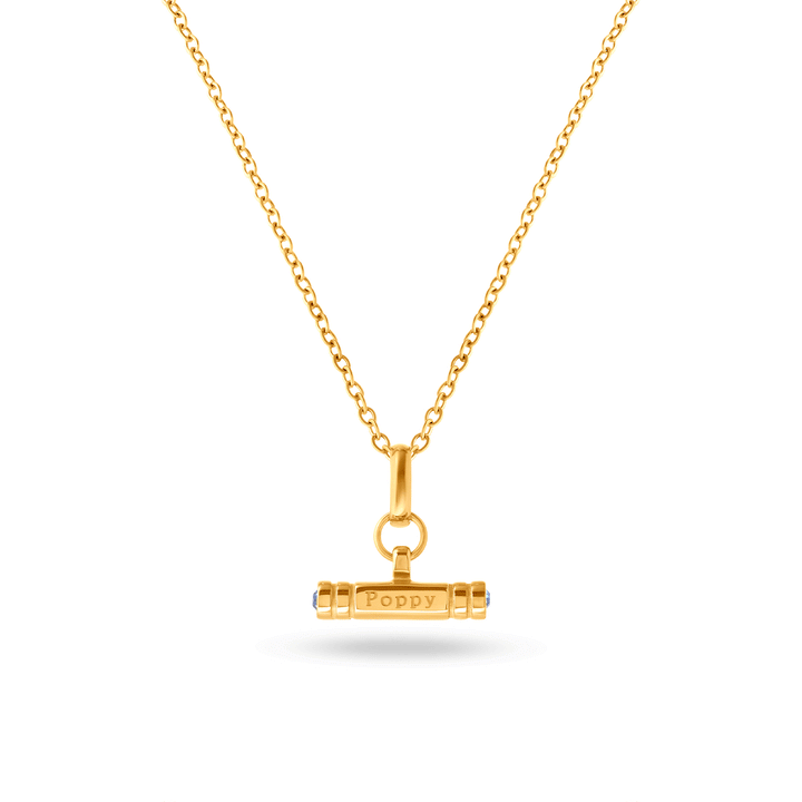 Mini Custom Stamped T-Bar Necklace (Gold)
