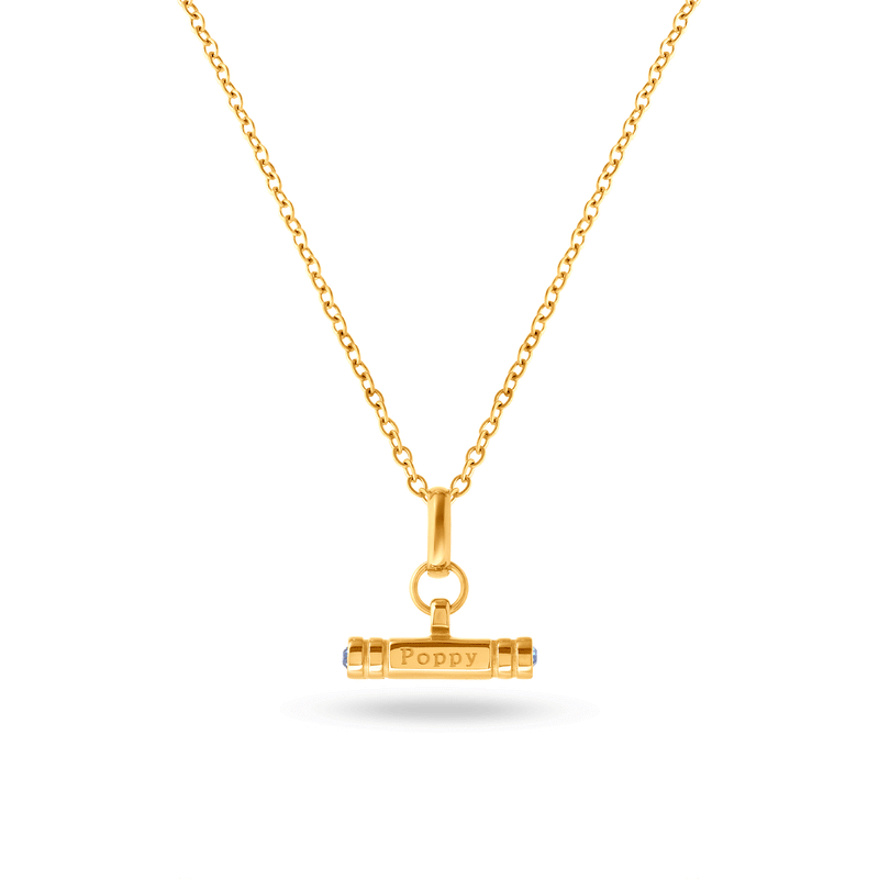 Mini Custom Stamped T-Bar Necklace (Gold)
