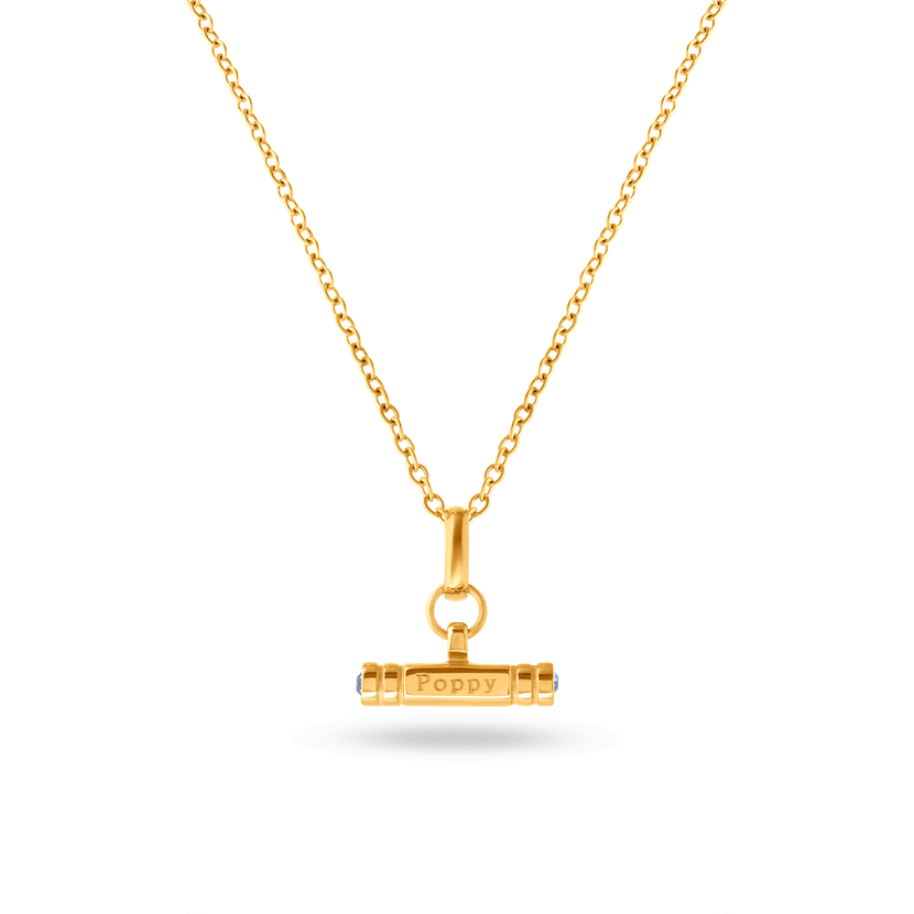 Mini Custom Stamped T-Bar Necklace (Gold)