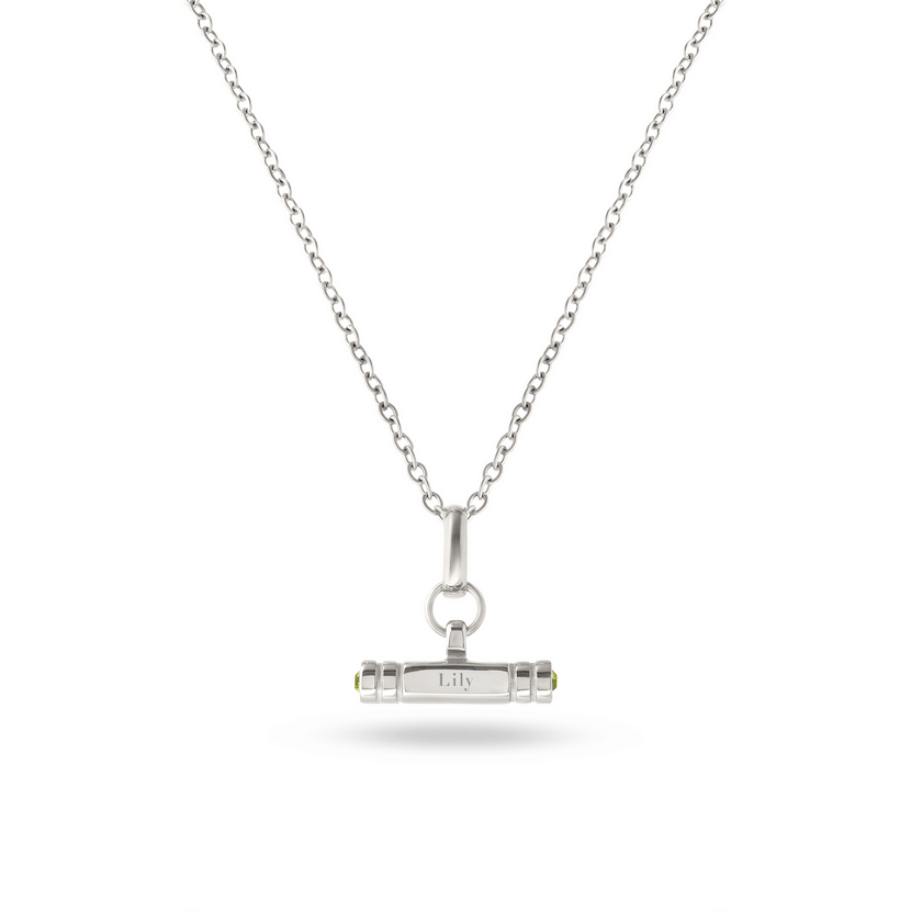 Mini Custom Stamped T-Bar Necklace (Silver)