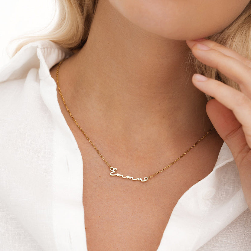 Matching 'Mini & Me' Signature Name Necklace Set (Gold)