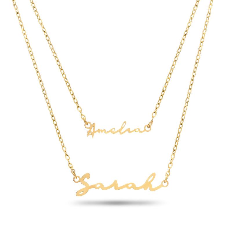 Matching 'Mini & Me' Signature Name Necklace Set (Gold)