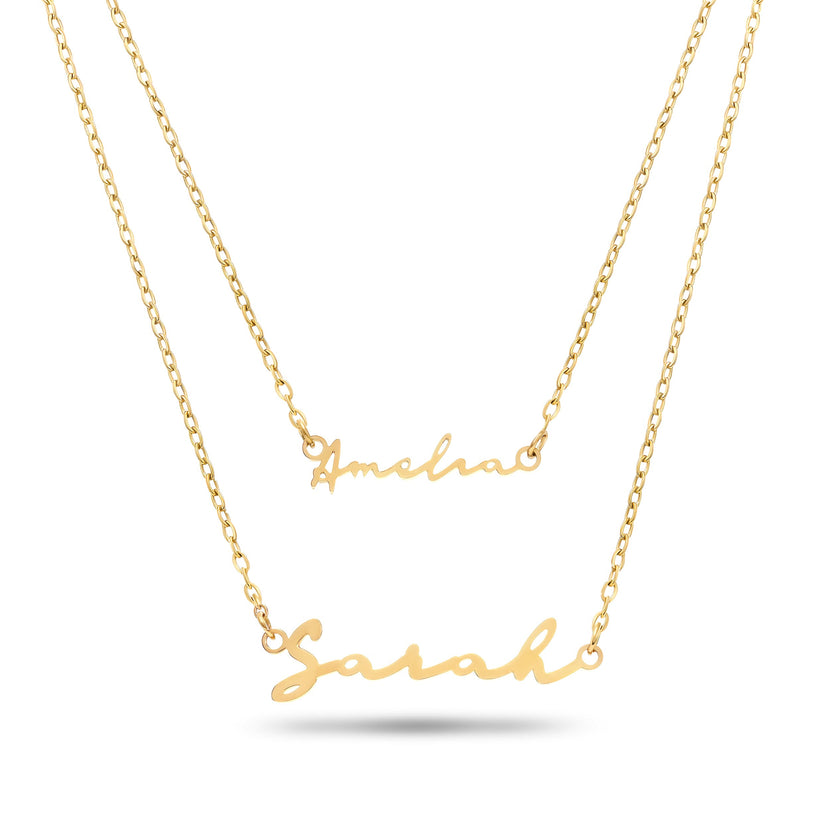 Matching 'Mini & Me' Signature Name Necklace Set (Gold)