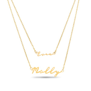 Matching Sterling 'Mini & Me' Signature Name Necklace Set (Gold)