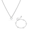 Mini Pearl Clover Necklace & Bracelet Set (Silver)