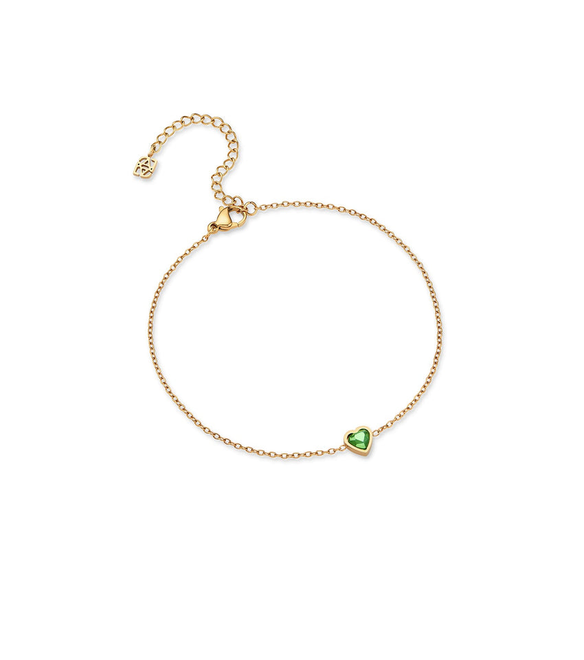 Mini Heart Birthstone Anklet (Gold)