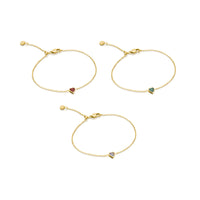 Mini Heart Birthstone Bracelet Bundle (Gold)