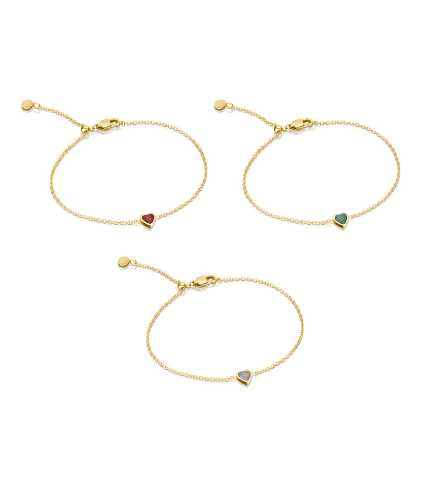 Mini Heart Birthstone Bracelet Bundle (Gold)