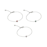 Mini Heart Birthstone Bracelet Bundle (Silver)