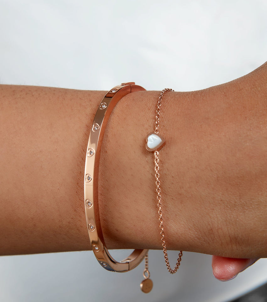 Mini Heart Birthstone Bracelet Bundle (Rose Gold)