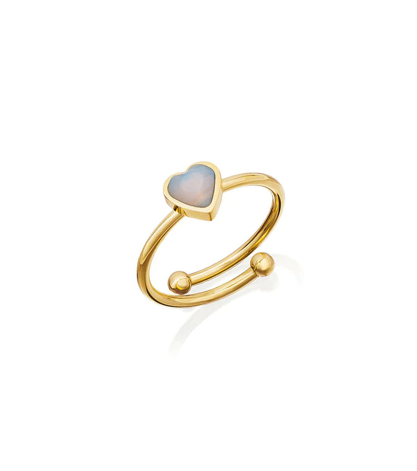 Mini Heart Birthstone Ring (Gold)