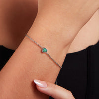 Mini Heart Birthstone Bracelet Bundle (Silver)