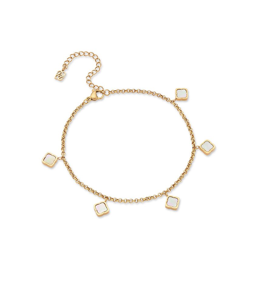 Mini Pearl Clover Anklet (Gold)