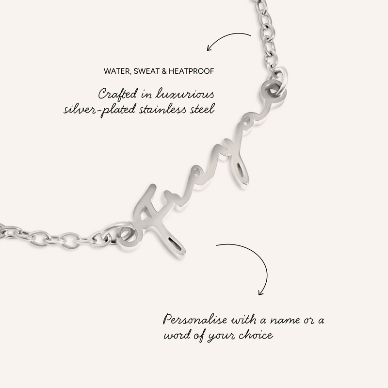 Matching 'Mini & Me' Signature Name Bracelet Set (Silver)