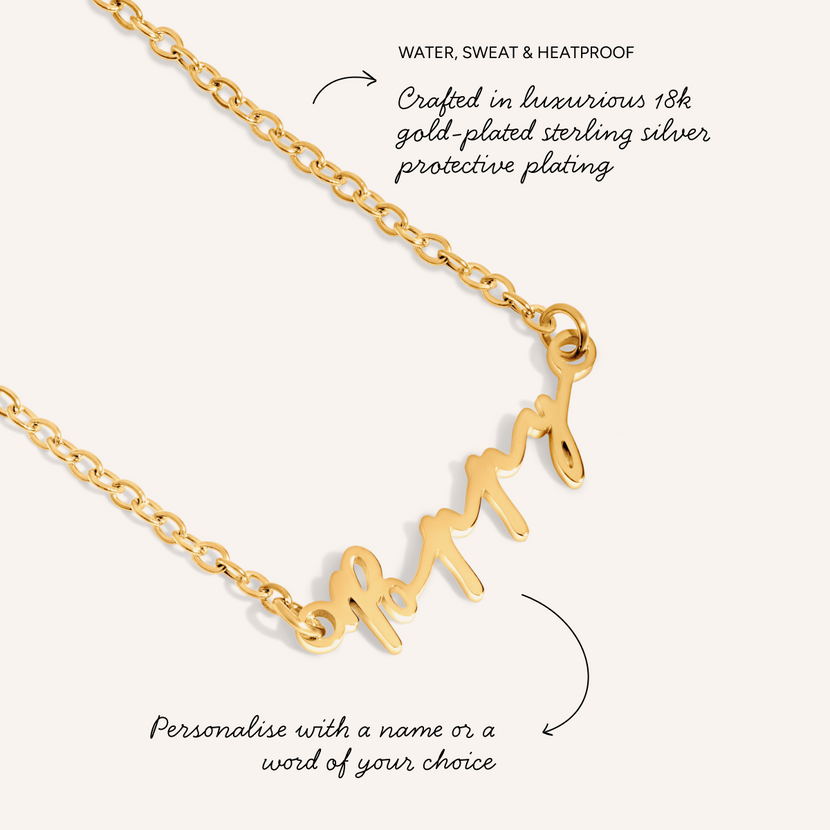 Matching Fine 'Mini & Me' Signature Name Necklace Set (Gold)