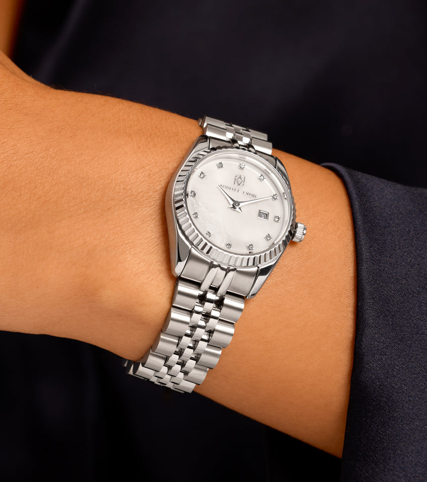 Mini Silver Pearl Link Belgravia 30 Watch