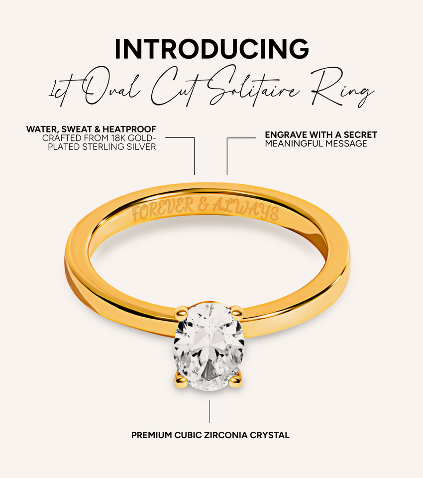 Oval Cut Solitaire Ring 1ct (Gold)