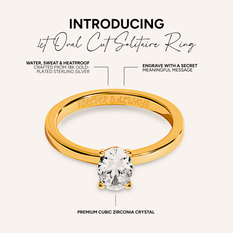 Oval Cut Solitaire Ring 1ct (Gold)