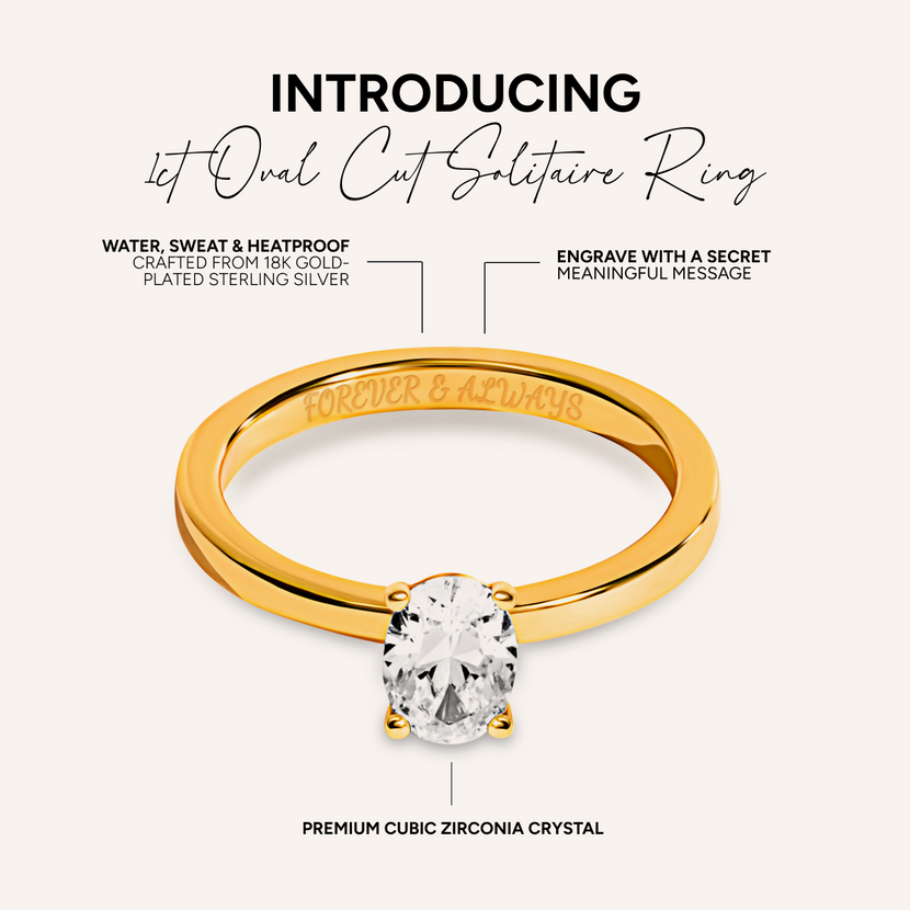 Oval Cut Solitaire Ring 1ct (Gold)