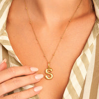 Molten Initial Sphere Necklace (Gold)
