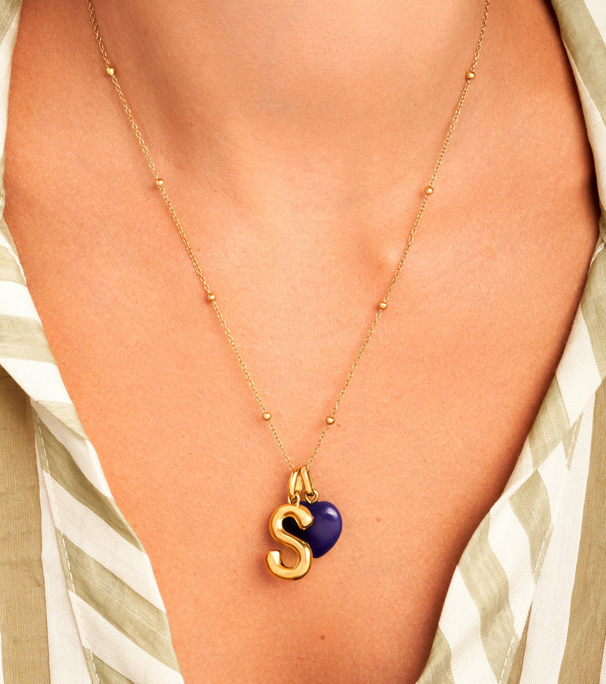 Molten Initial & Birthstone Necklace (Gold)