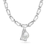 Molten Initial & Organic Moonstone Necklace (Silver)