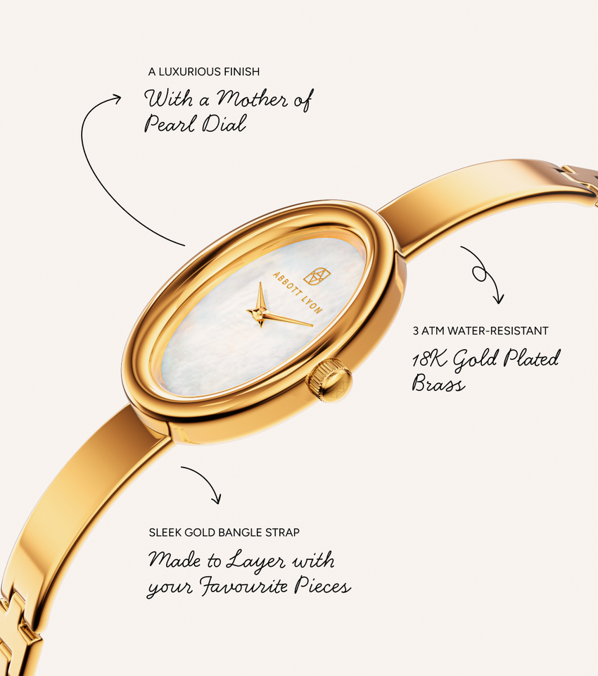 Monroe Bangle Watch & Crystal Bracelet Set (Gold)
