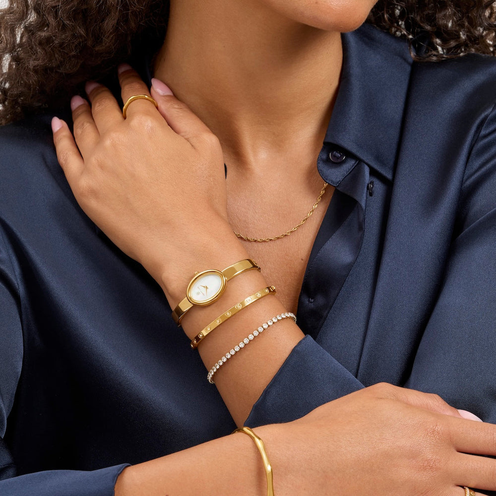 Monroe Bangle Watch & Crystal Bracelet Set (Gold) display picture 1