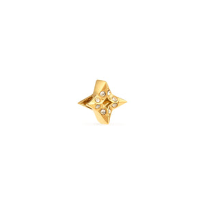 Moon and Back Star Necklace Charm (Gold)