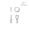 Moon and Back Moon Huggie Earring Set (Silver)