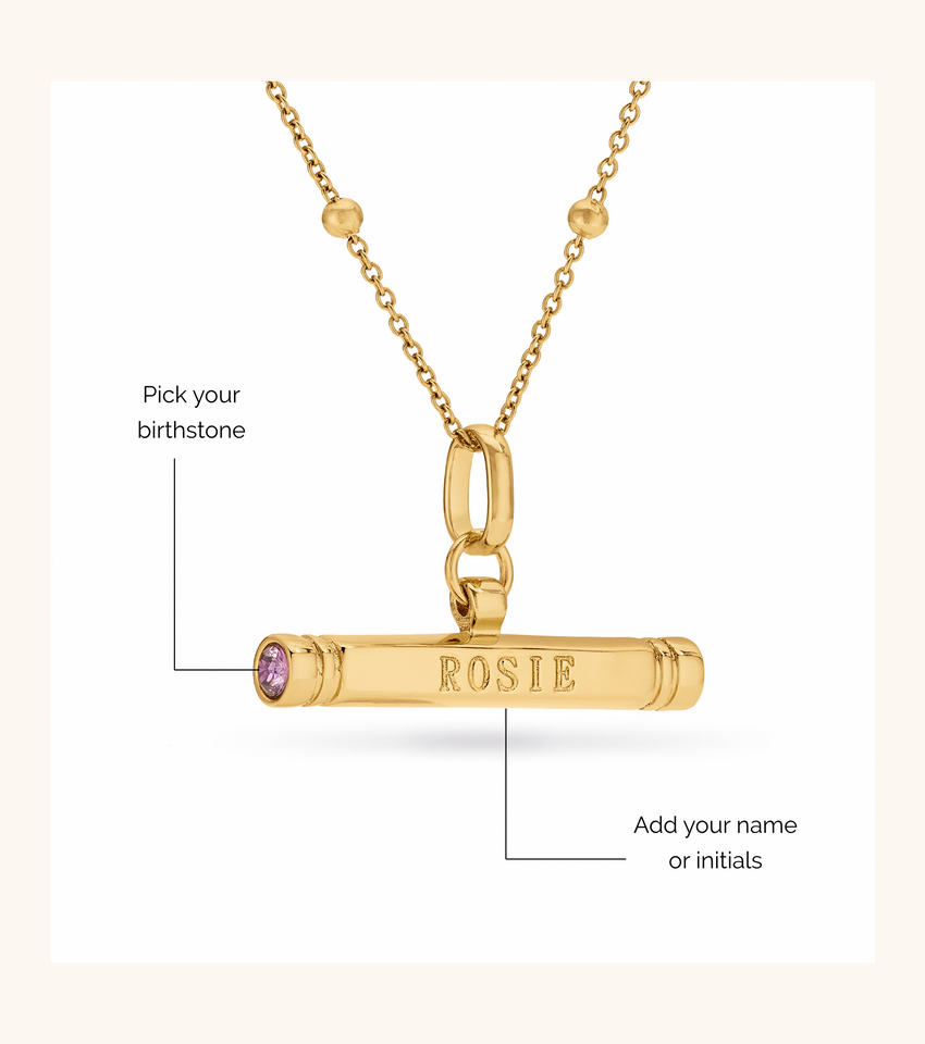 Custom Stamped T-Bar Necklace (Gold)