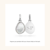 Molten Initial & Organic Moonstone Necklace (Silver)