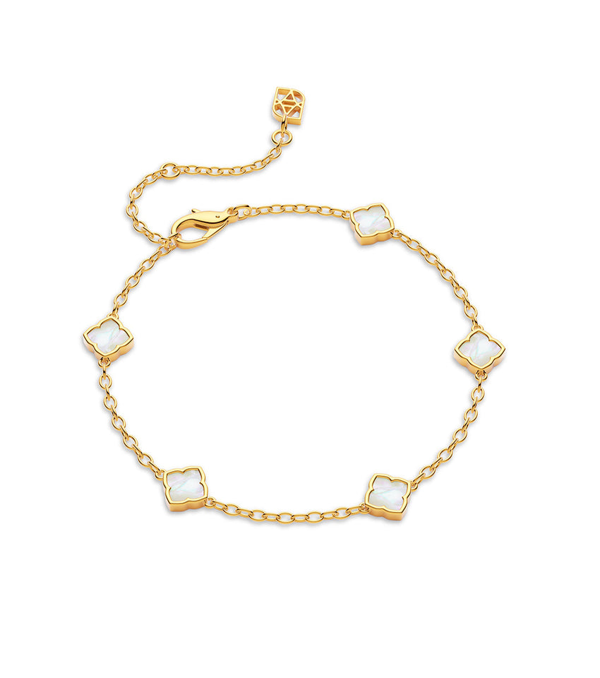 Mini Multi Pearl Clover Bracelet (Gold)