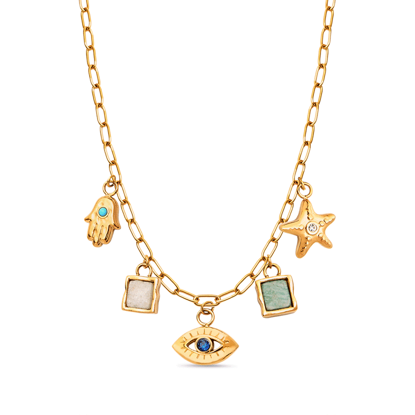 Made Mine Hanging Charm Necklace (Gold)