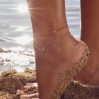 Amazonite Stone Anklet (Gold)