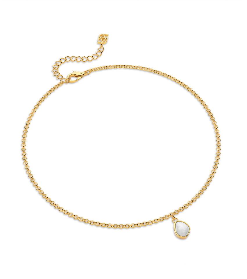 Organic Moonstone Anklet (Gold)