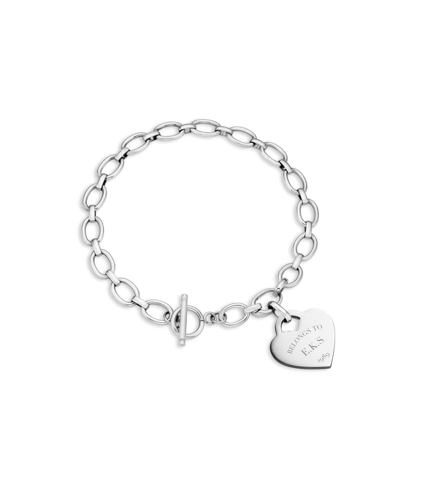 Heart Token Oval Bracelet (Silver)