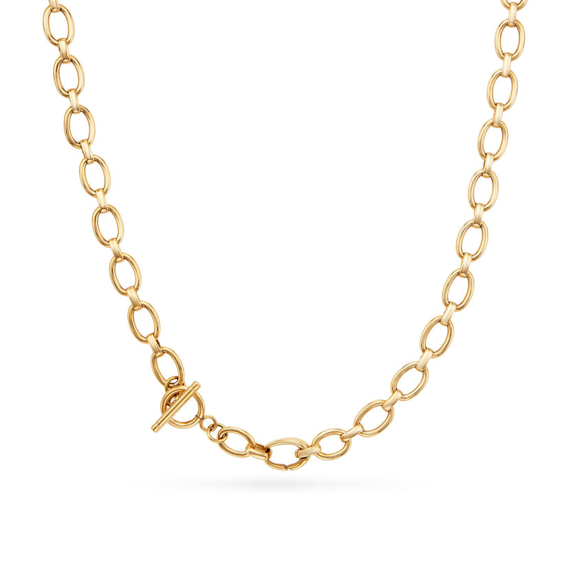 Oval Link Chain Necklace 16-18in (Gold)
