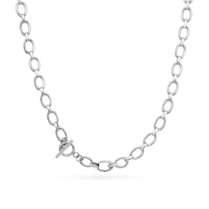 Oval Link Chain Necklace 16-18in (Silver)