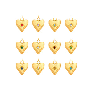 Molten Heart Birthstone Charm (Gold)