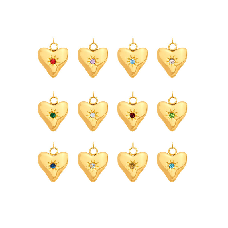 Molten Heart Birthstone Charm (Gold)